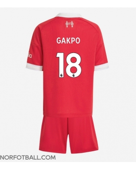Billige Fotballdrakt Liverpool Cody Gakpo #18 Replika Hjemmedraktsett Barn 2025-26 Kortermet (med bukser)